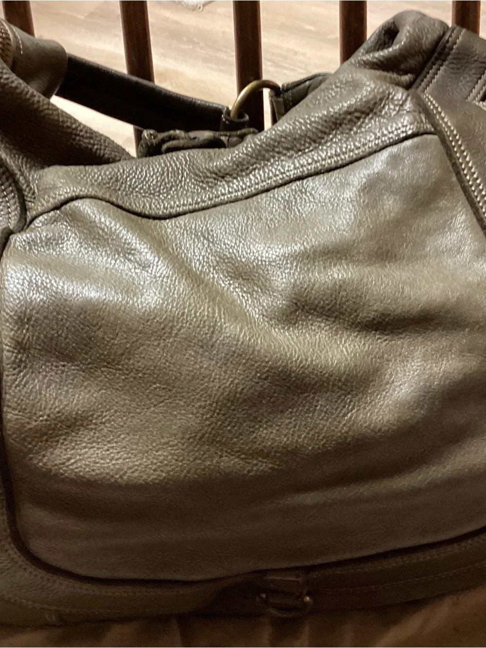 Woven Leather Hobo Bag in Olive